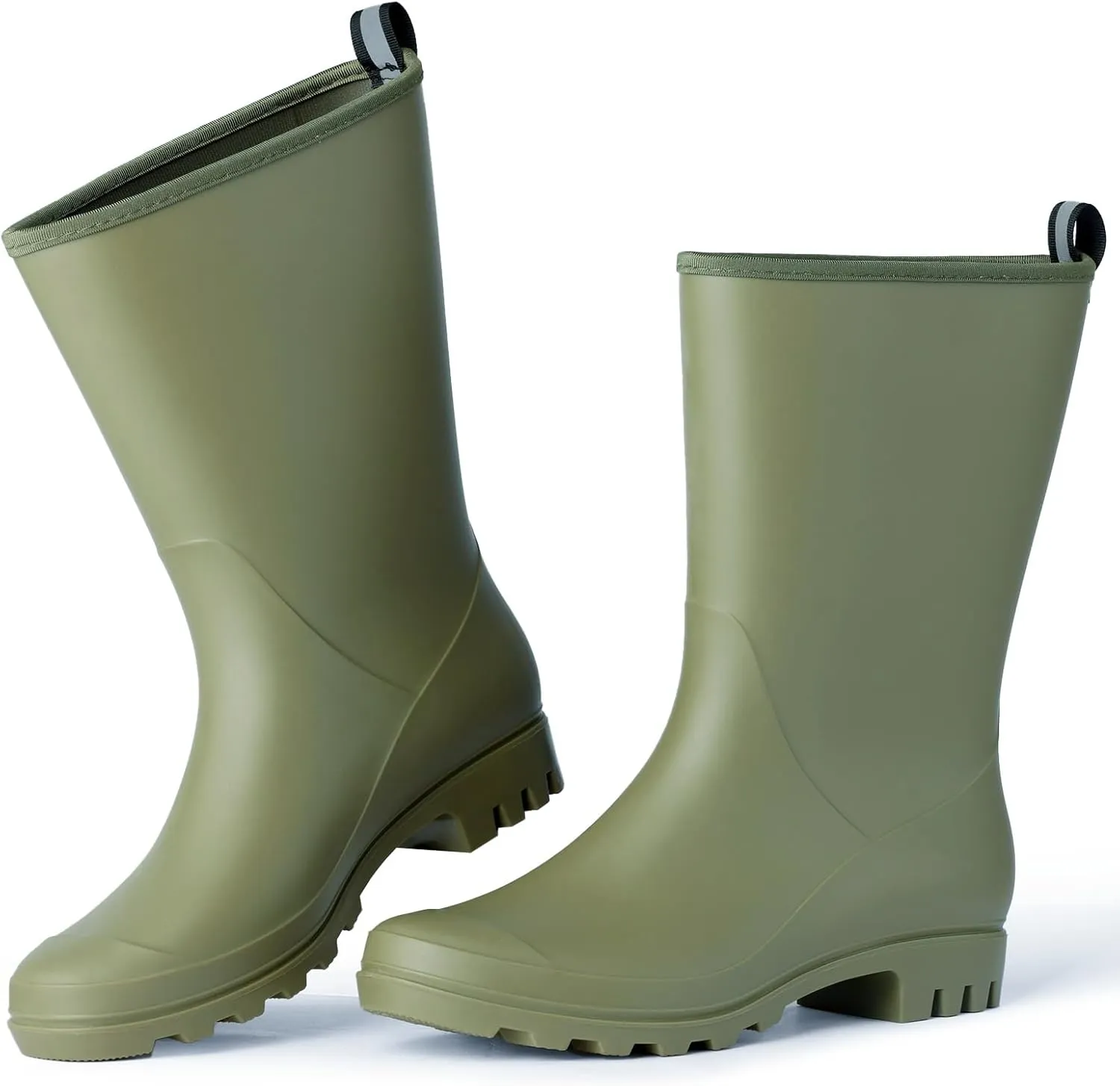 Wide Calf Rain Boots for Women Waterproof Mid-calf PVC Rubber Rain Boot Seamless Women's Rain Footwear Outdoor Garden Work Walking