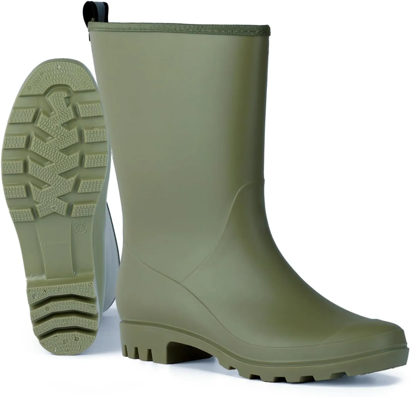 Wide Calf Rain Boots for Women Waterproof Mid-calf PVC Rubber Rain Boot Seamless Women's Rain Footwear Outdoor Garden Work Walking