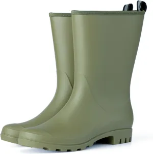 Wide Calf Rain Boots for Women Waterproof Mid-calf PVC Rubber Rain Boot Seamless Women's Rain Footwear Outdoor Garden Work Walking