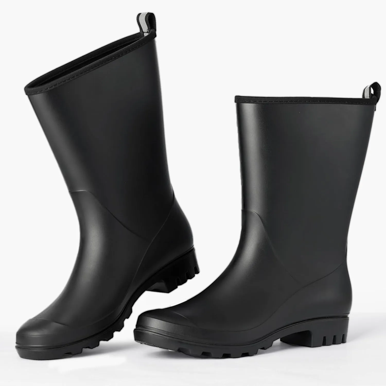 Wide Calf Rain Boots for Women Waterproof Mid-calf PVC Rubber Rain Boot Seamless Women's Rain Footwear Outdoor Garden Work Walking