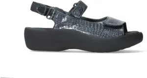 Wolky Women's Flat Sandals, Anthracite Mini Croco Leather, 9.5-10