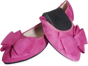 Women Ballet Flats Fashion Bowknot Suede Comfort Pointed Toe Slip On Dress Shoes