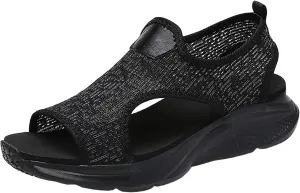 Women Mesh Beach Slip On Sport Casual Open Toe Flat Soft Bottom Breathable Shoes Sandals Women Comfortable