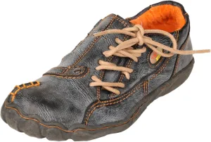Women 's Unique Walking Shoes Washed Leather Casual Flats with Side Lace-up Decoration