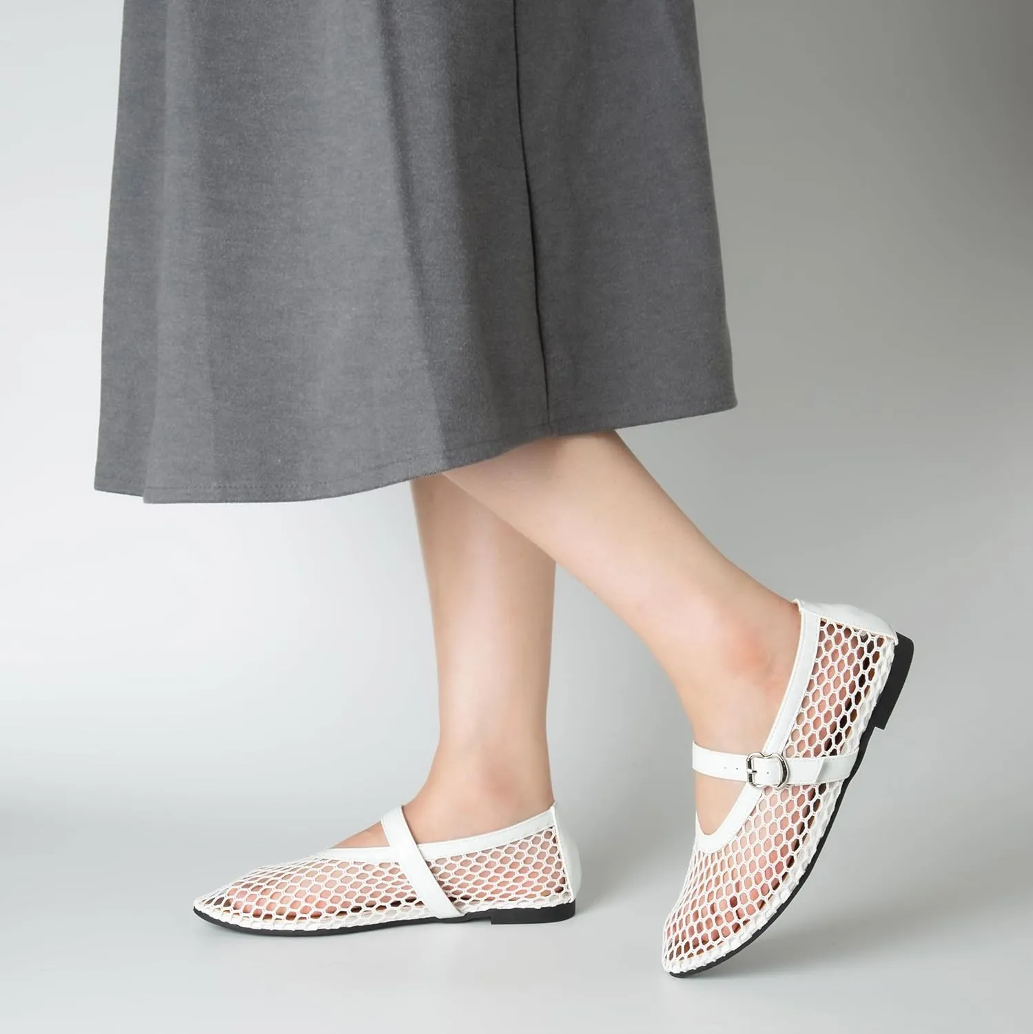Women's Ballet Flats Shoes for Women Mesh Mary Jane Flats Fishnet Comfortable Dressy Netted Ballet Flats
