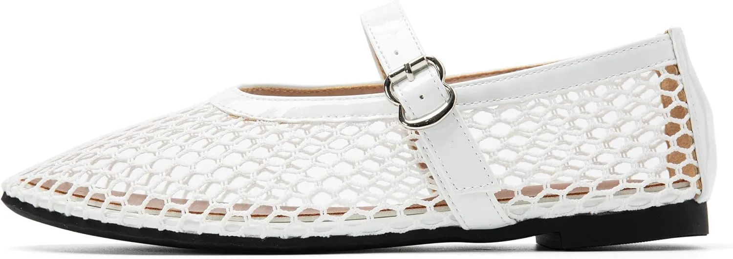 Women's Ballet Flats Shoes for Women Mesh Mary Jane Flats Fishnet Comfortable Dressy Netted Ballet Flats