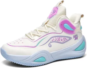 Womens Breathable Mesh Lace Up Basketball Shoes Fashion Lightweight Non-Slip Running Sneakers Soft Sole Athletic Tennis Casual Walking Sport Shoes