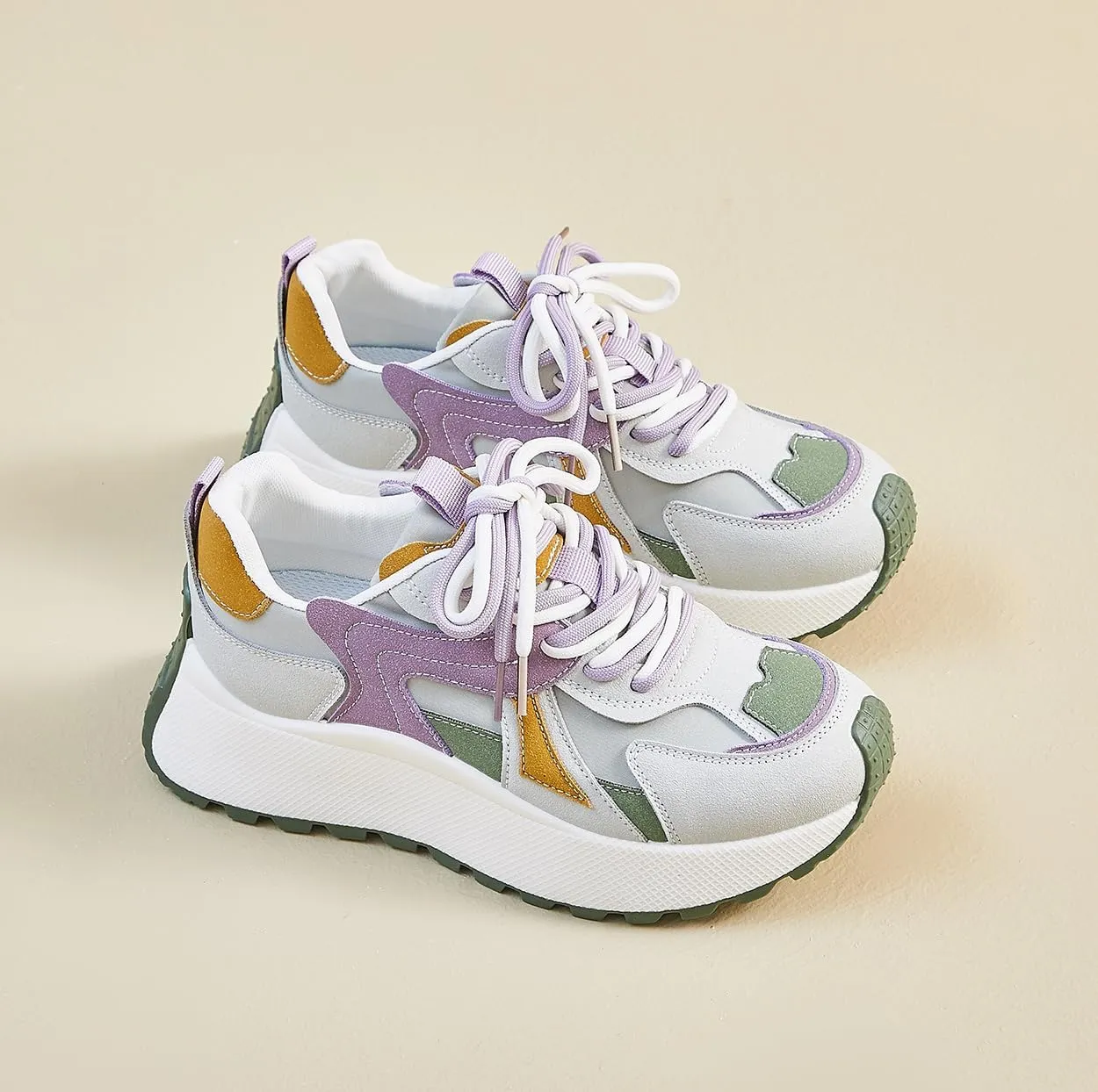 Women's Breathable Platform Sneakers Campus Fashion Lightweight Comfort Walking Shoes