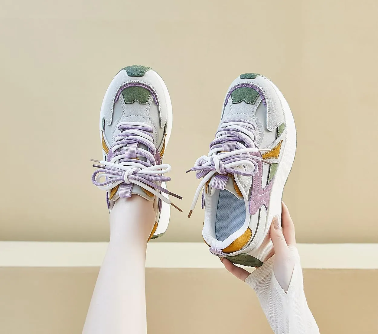 Women's Breathable Platform Sneakers Campus Fashion Lightweight Comfort Walking Shoes