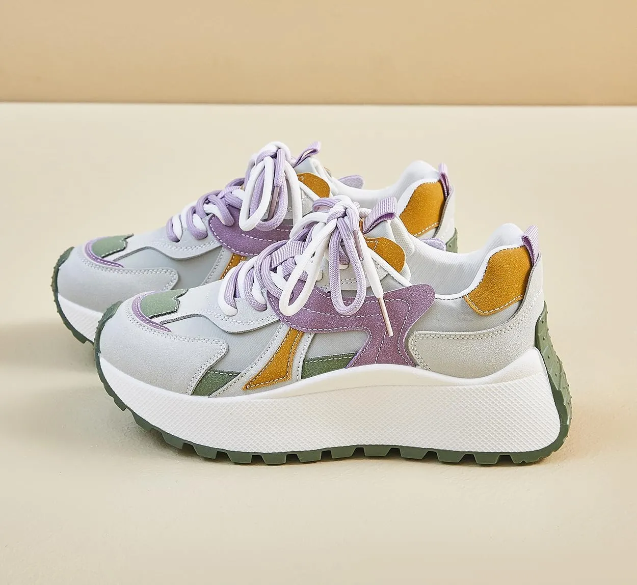 Women's Breathable Platform Sneakers Campus Fashion Lightweight Comfort Walking Shoes
