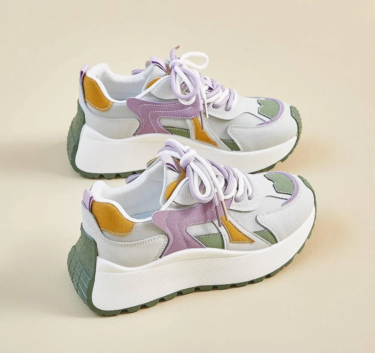 Women's Breathable Platform Sneakers Campus Fashion Lightweight Comfort Walking Shoes
