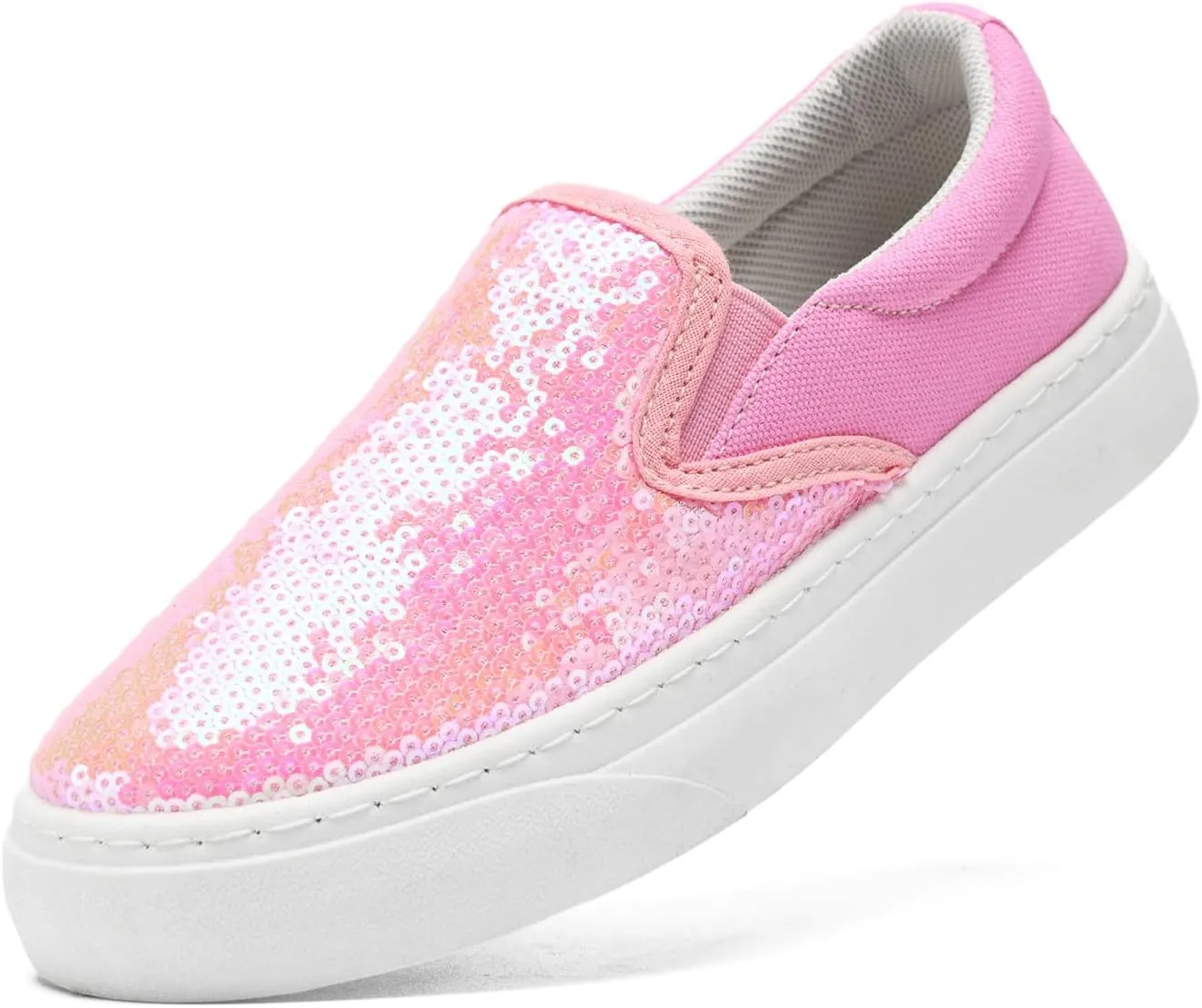 Women's Canvas Slip On Shoes Glitter Sequin Sneakers Sparkly Flat Loafers Casual Comfortable Tennis Shoes for Women
