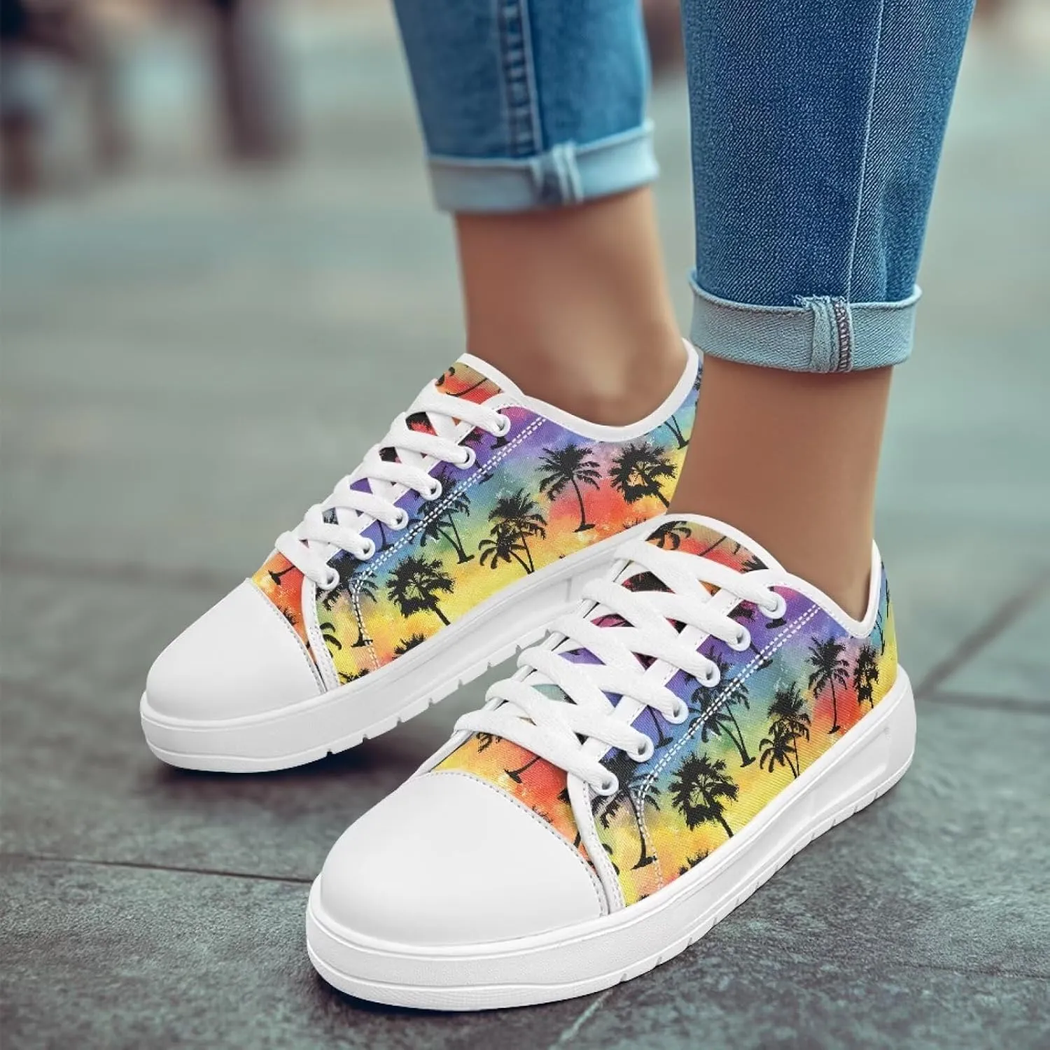 Womens Canvas Sneakers Flower Shoes for Women Lightweight & Comfort Casual Shoes