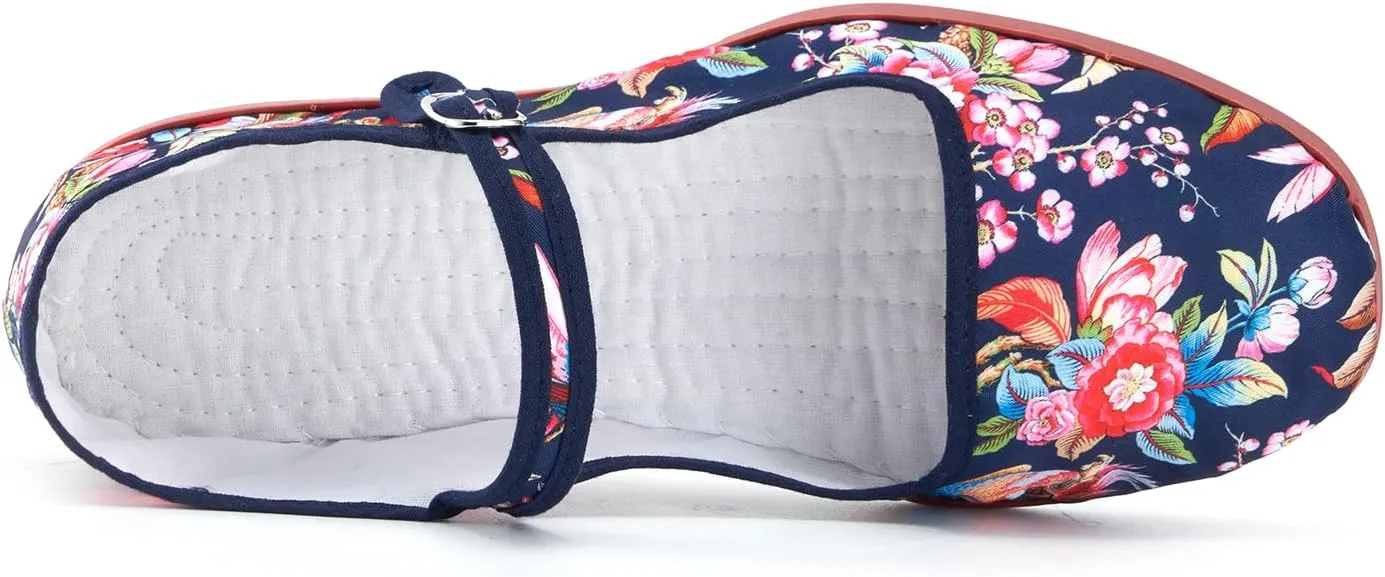 Womens Classic China Flats, Casual China Doll Shoes, Cotton Mary Janes, Chinese Tai Chi Shoes