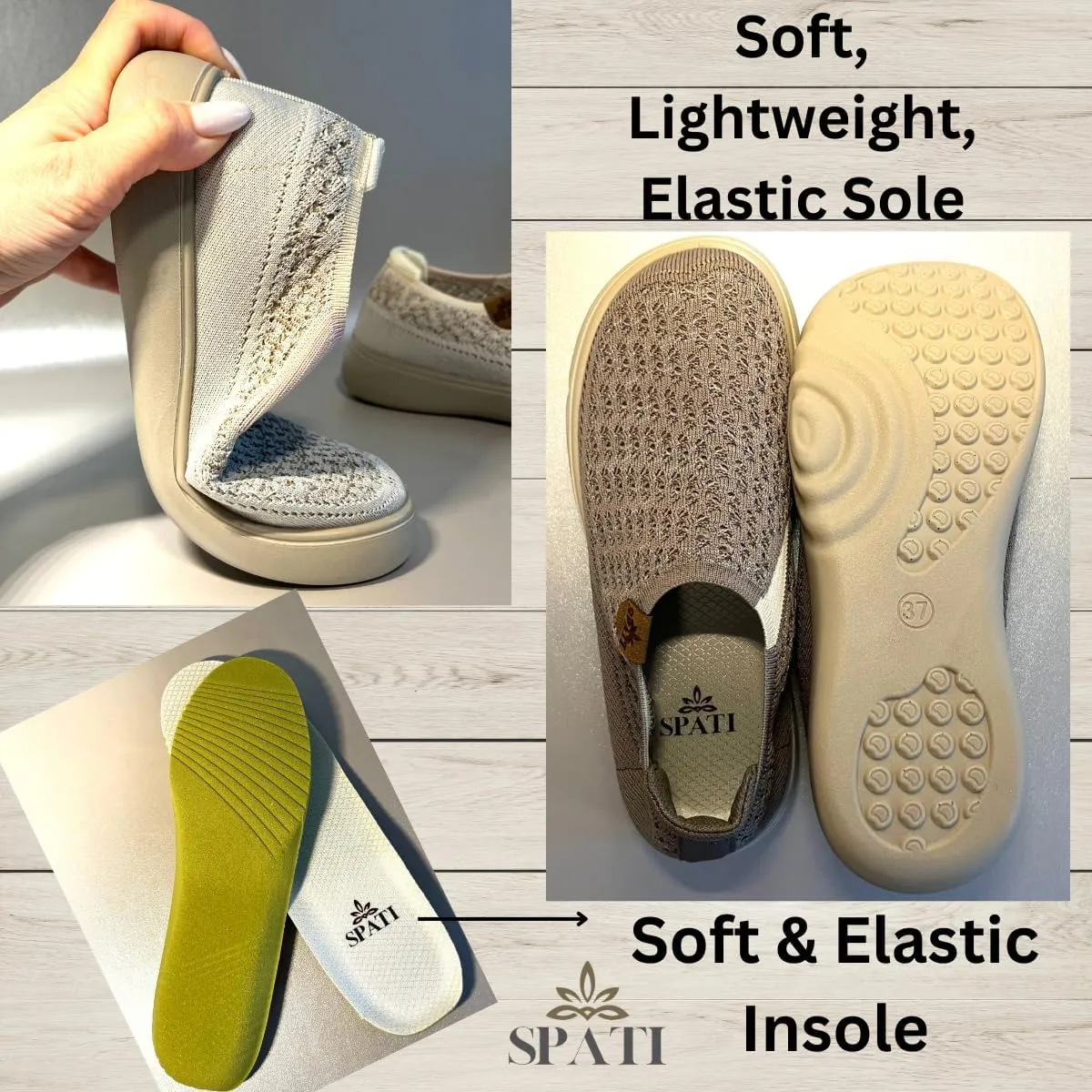 Women's Comfortable Mesh Breathable Slip-On Shoes Sneakers, Lightweight, Anti-Slip Thick Sole Flat Shoes for Travel & Walking, Casual Loafers for Spring, Summer, and Autumn