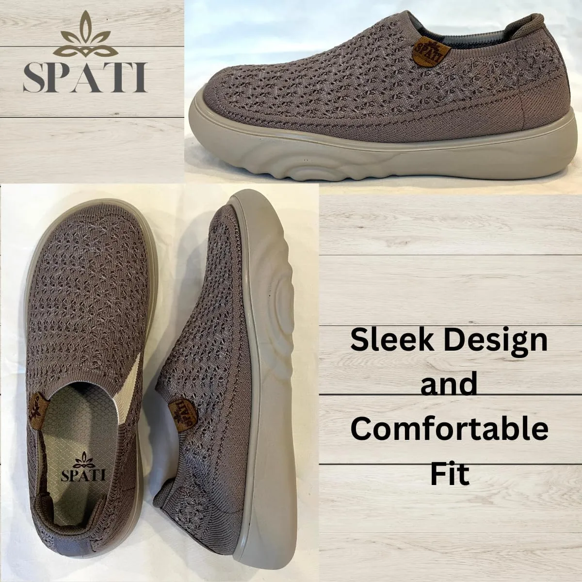 Women's Comfortable Mesh Breathable Slip-On Shoes Sneakers, Lightweight, Anti-Slip Thick Sole Flat Shoes for Travel & Walking, Casual Loafers for Spring, Summer, and Autumn