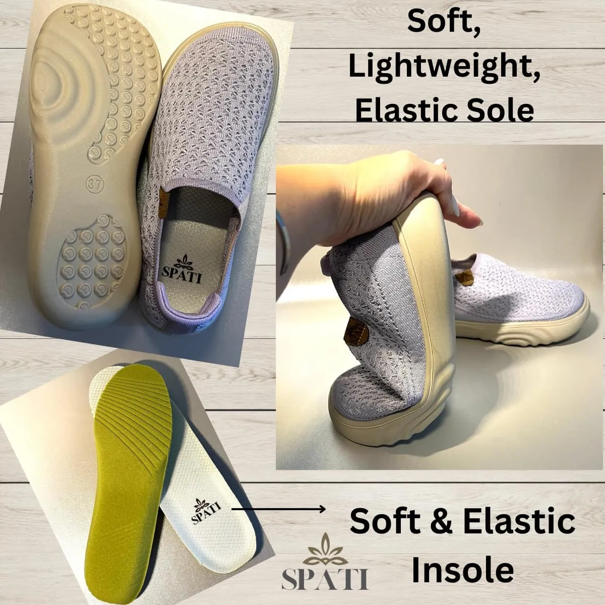 Women's Comfortable Mesh Breathable Slip-On Shoes Sneakers, Lightweight, Anti-Slip Thick Sole Flat Shoes for Travel & Walking, Casual Loafers for Spring, Summer, and Autumn