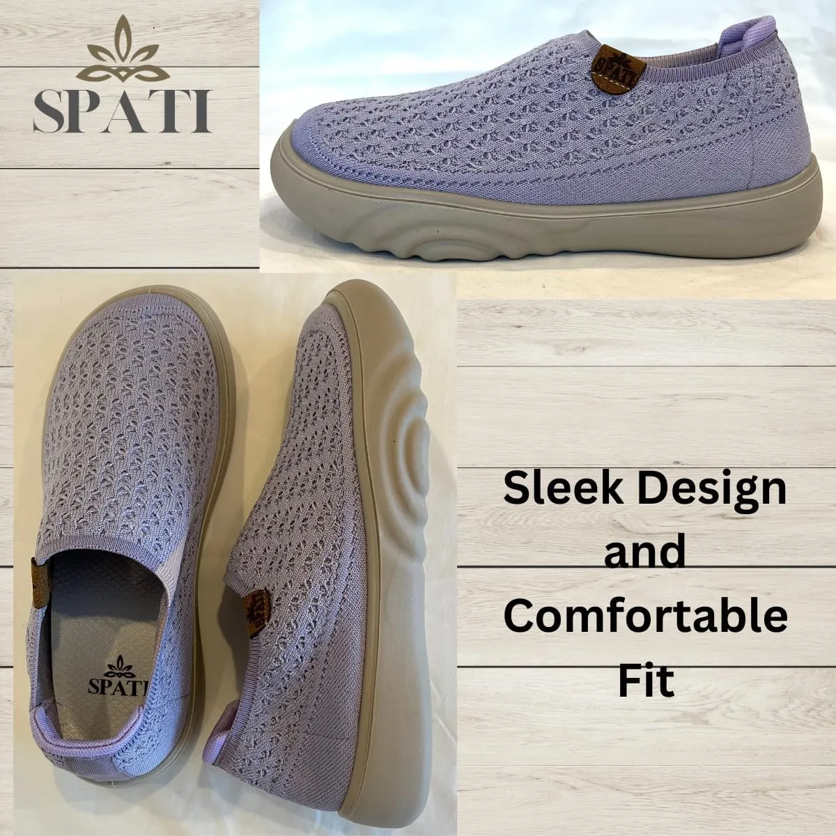 Women's Comfortable Mesh Breathable Slip-On Shoes Sneakers, Lightweight, Anti-Slip Thick Sole Flat Shoes for Travel & Walking, Casual Loafers for Spring, Summer, and Autumn