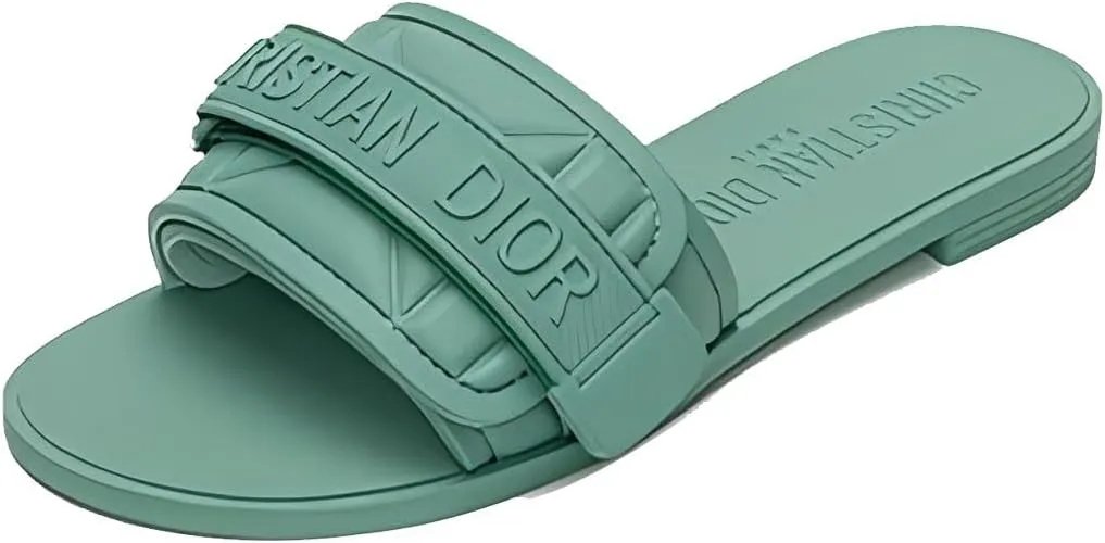 Women's Flat Sandals Adjustable Straps Slip-On Leather Slippers Sandals Black Pink Blue Khaki slides