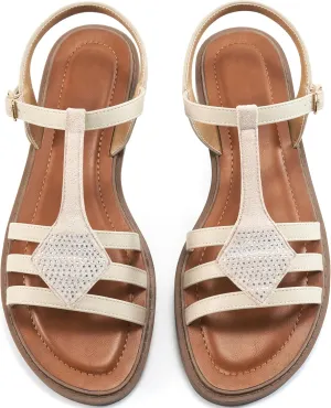 Womens Flat Sandals Dressy: Comfortable Casual Walking Sandals Women - Trendy Wedding Ladies Sandal