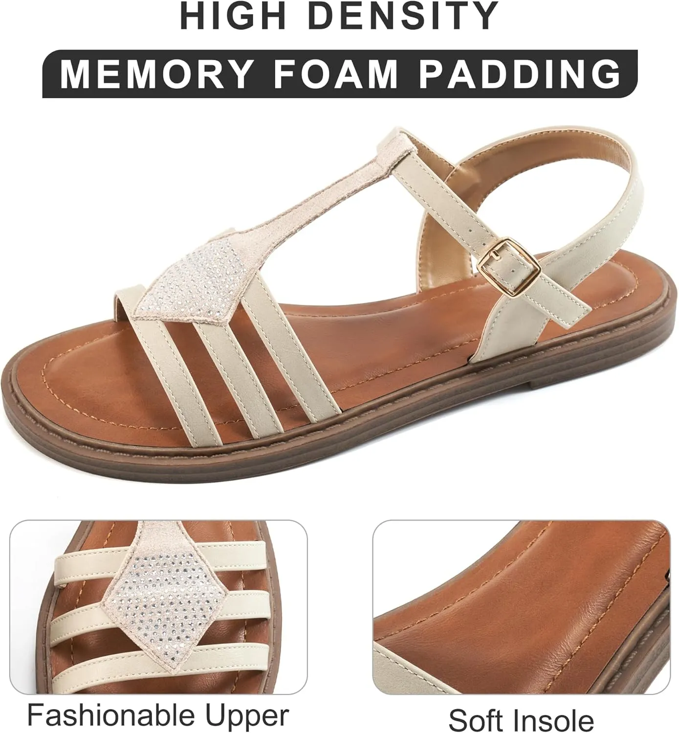 Womens Flat Sandals Dressy: Comfortable Casual Walking Sandals Women - Trendy Wedding Ladies Sandal