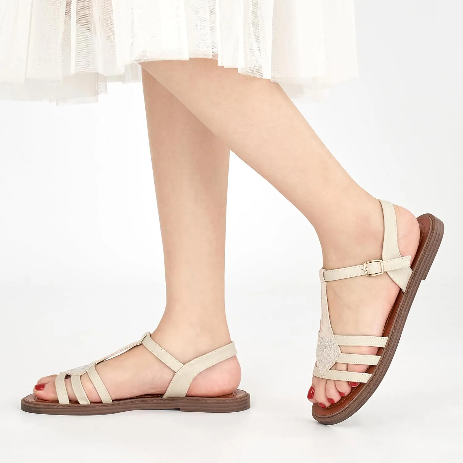 Womens Flat Sandals Dressy: Comfortable Casual Walking Sandals Women - Trendy Wedding Ladies Sandal