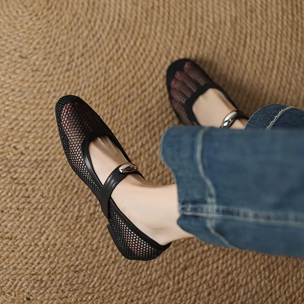 Women's Flats Shoes Ballet Flats Knit Comfortable Breathable Mesh Dress Slip on Loafers for Women Breathable Business Mary Jane Casual Shoes