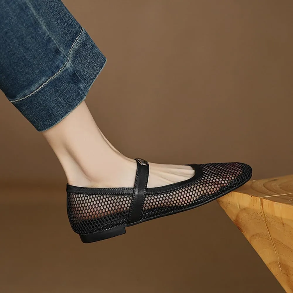 Women's Flats Shoes Ballet Flats Knit Comfortable Breathable Mesh Dress Slip on Loafers for Women Breathable Business Mary Jane Casual Shoes