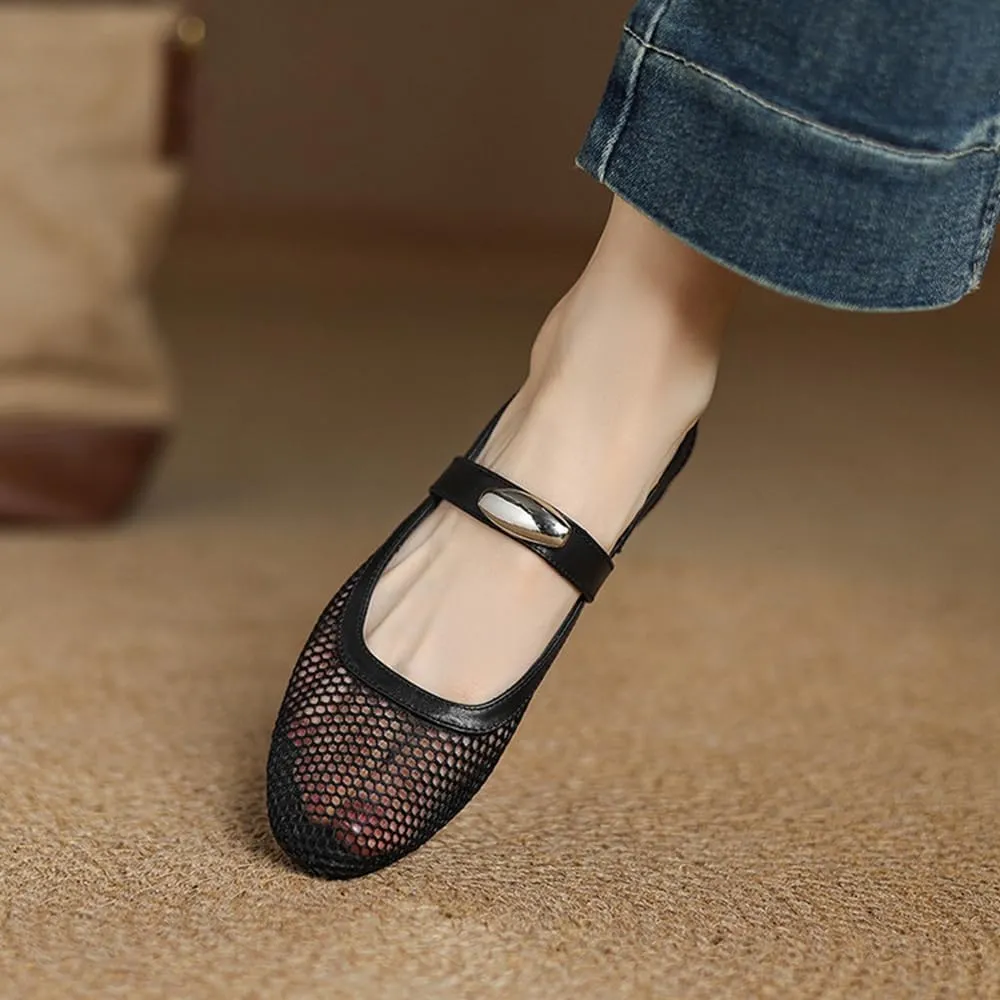 Women's Flats Shoes Ballet Flats Knit Comfortable Breathable Mesh Dress Slip on Loafers for Women Breathable Business Mary Jane Casual Shoes