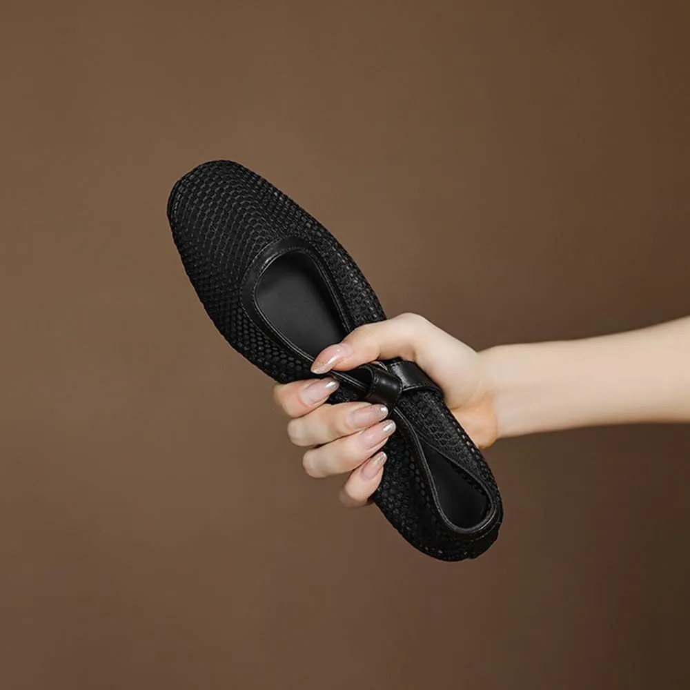 Women's Flats Shoes Ballet Flats Knit Comfortable Breathable Mesh Dress Slip on Loafers for Women Breathable Business Mary Jane Casual Shoes