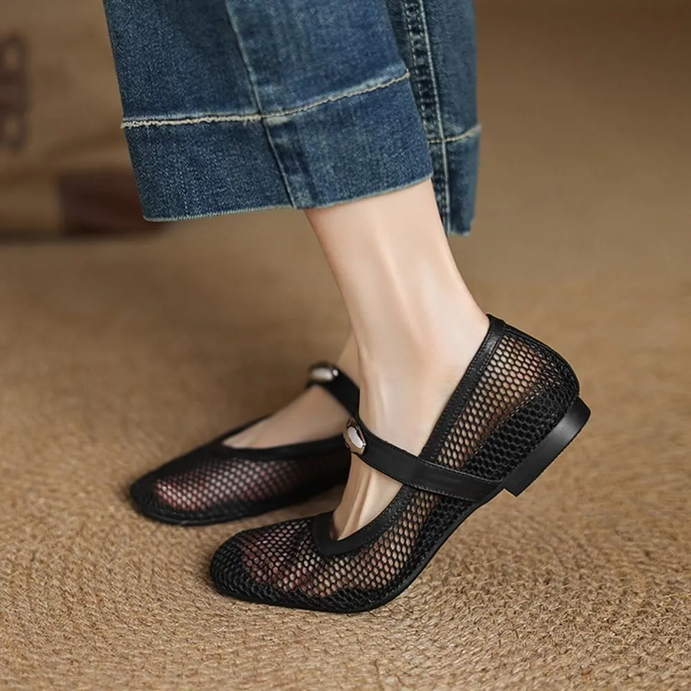 Women's Flats Shoes Ballet Flats Knit Comfortable Breathable Mesh Dress Slip on Loafers for Women Breathable Business Mary Jane Casual Shoes