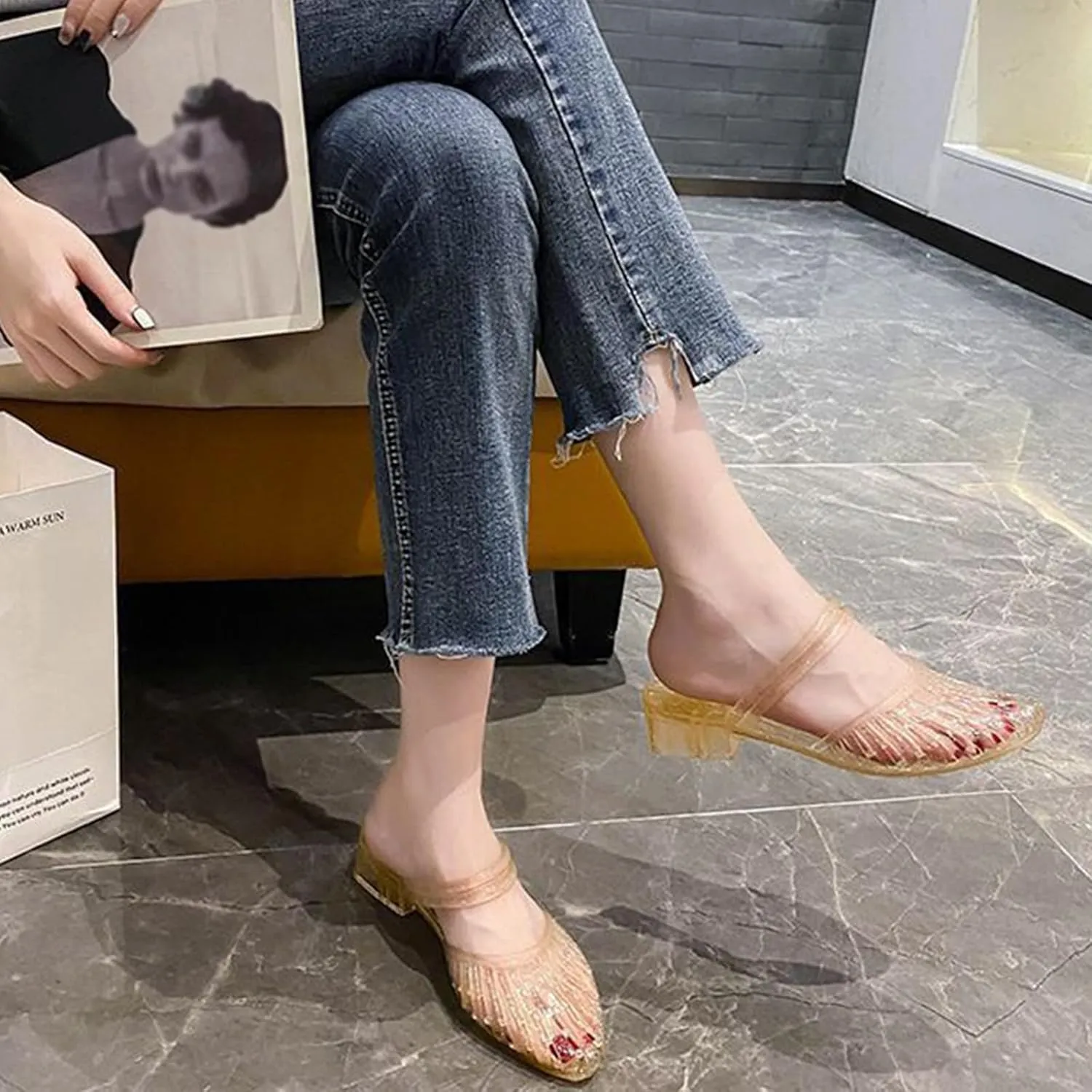 Women's Jelly Ballet Flats,Slip On Jelly Sandals,Comfortable Mary Jane Flats,Beach Shoes for Women,Jellies Shoes for Women