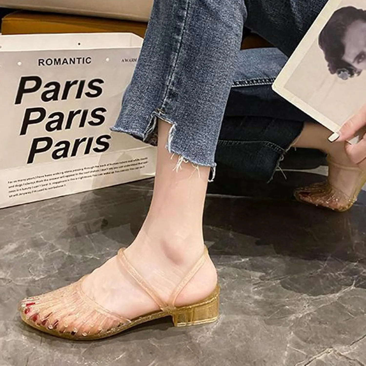 Women's Jelly Ballet Flats,Slip On Jelly Sandals,Comfortable Mary Jane Flats,Beach Shoes for Women,Jellies Shoes for Women