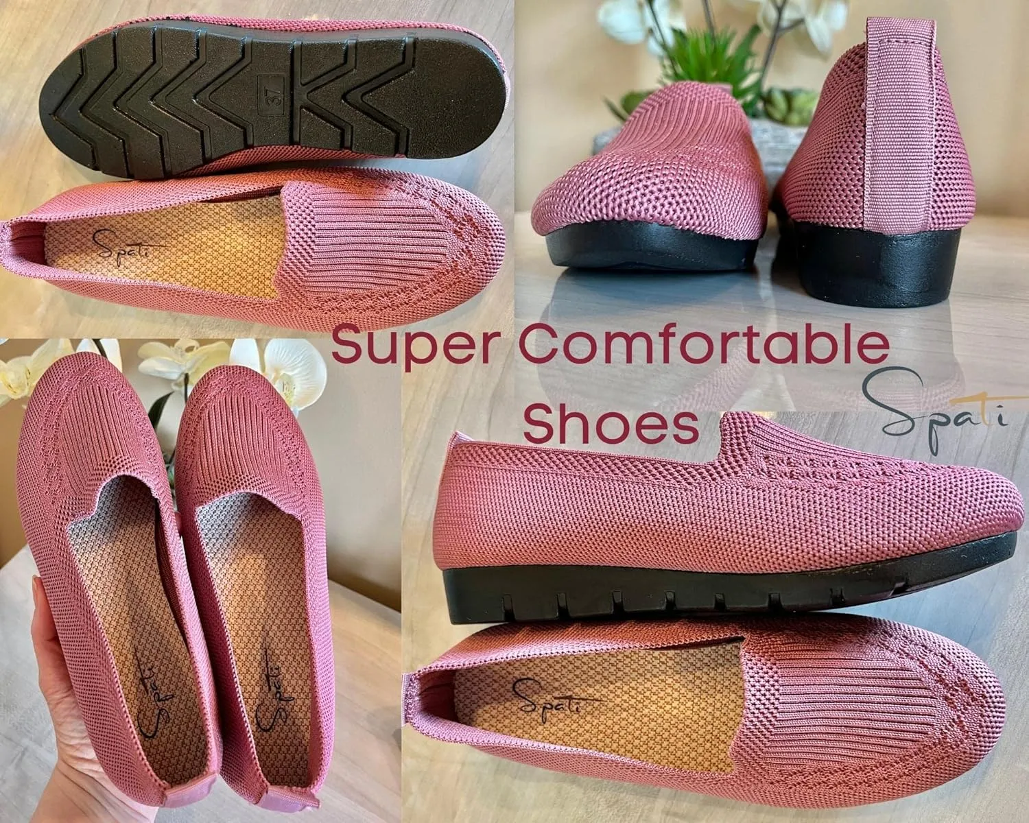 Women's Knitted Flat Shoes Lightweight Comfortable Loafers Women Footwear Slip On Casual Breathable Mesh Walking Shoes Female Round Toe Black, Pink, Purple, Red, Navy Blue, Grey, Beige