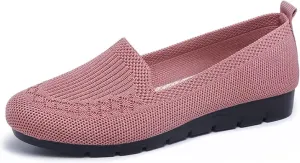 Women's Knitted Flat Shoes Lightweight Comfortable Loafers Women Footwear Slip On Casual Breathable Mesh Walking Shoes Female Round Toe Black, Pink, Purple, Red, Navy Blue, Grey, Beige