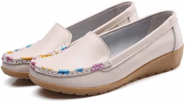 Women's Leather Penny Loafers Casual Walking Driving Boat Flat Shoes Soft Comfortable Classic Moccasins Office Work Lightweight Slip On
