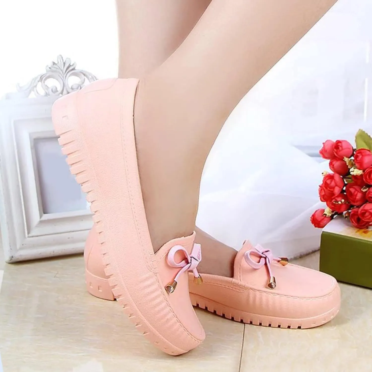 Women's Loafers Lightweight Waterproof Leather Casual Office Driving Shoes Non-Slip Rain Shoes Ladies Dressy Shoes Slip on with Comfort Insole