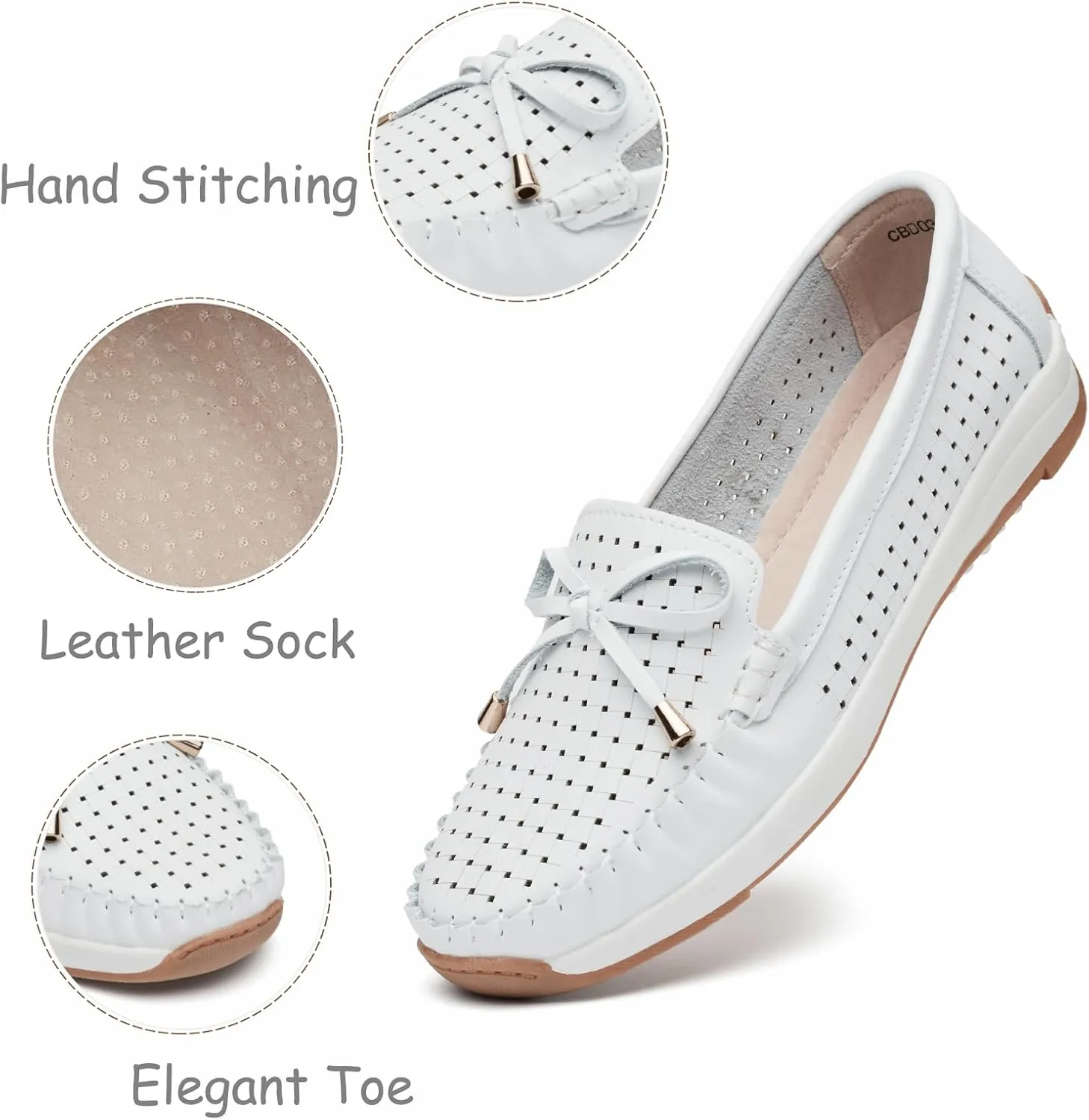 Women's Loafers Moccasin Casual Slip On Flat Shoes Comfortable Leather Driving Loafers Lightweight Nurse Work Shoes