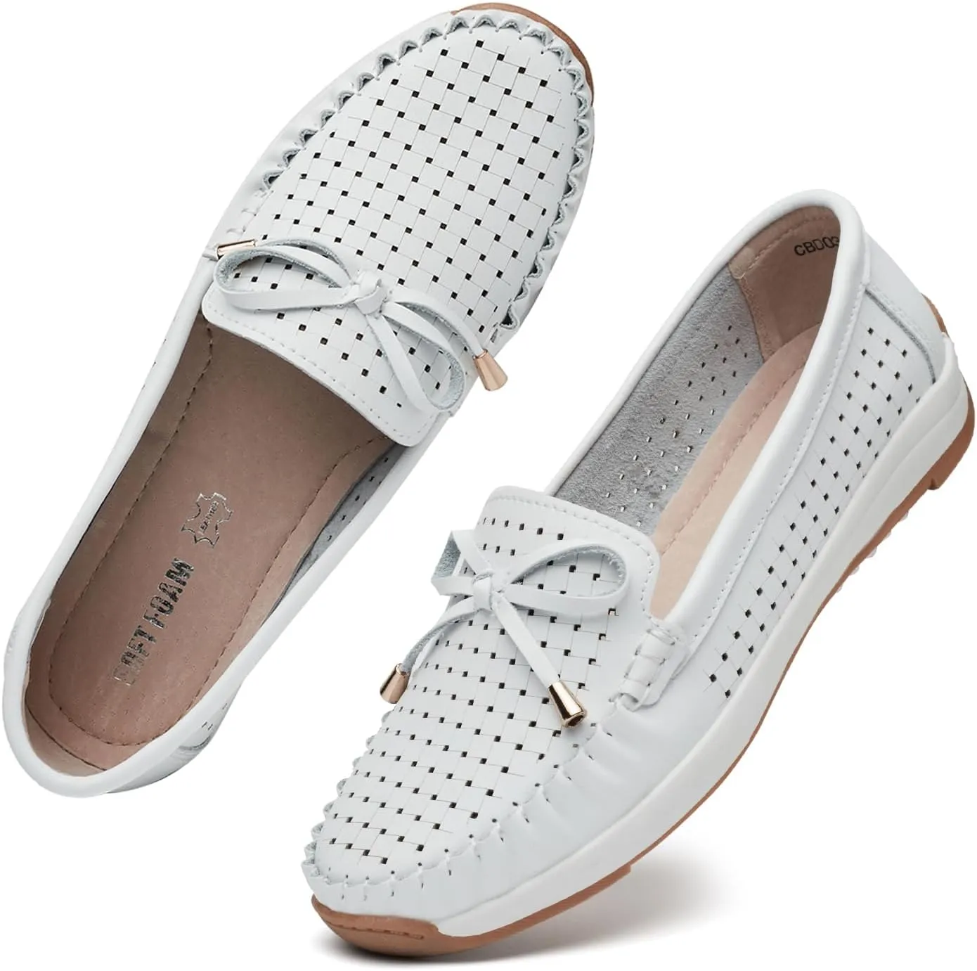 Women's Loafers Moccasin Casual Slip On Flat Shoes Comfortable Leather Driving Loafers Lightweight Nurse Work Shoes