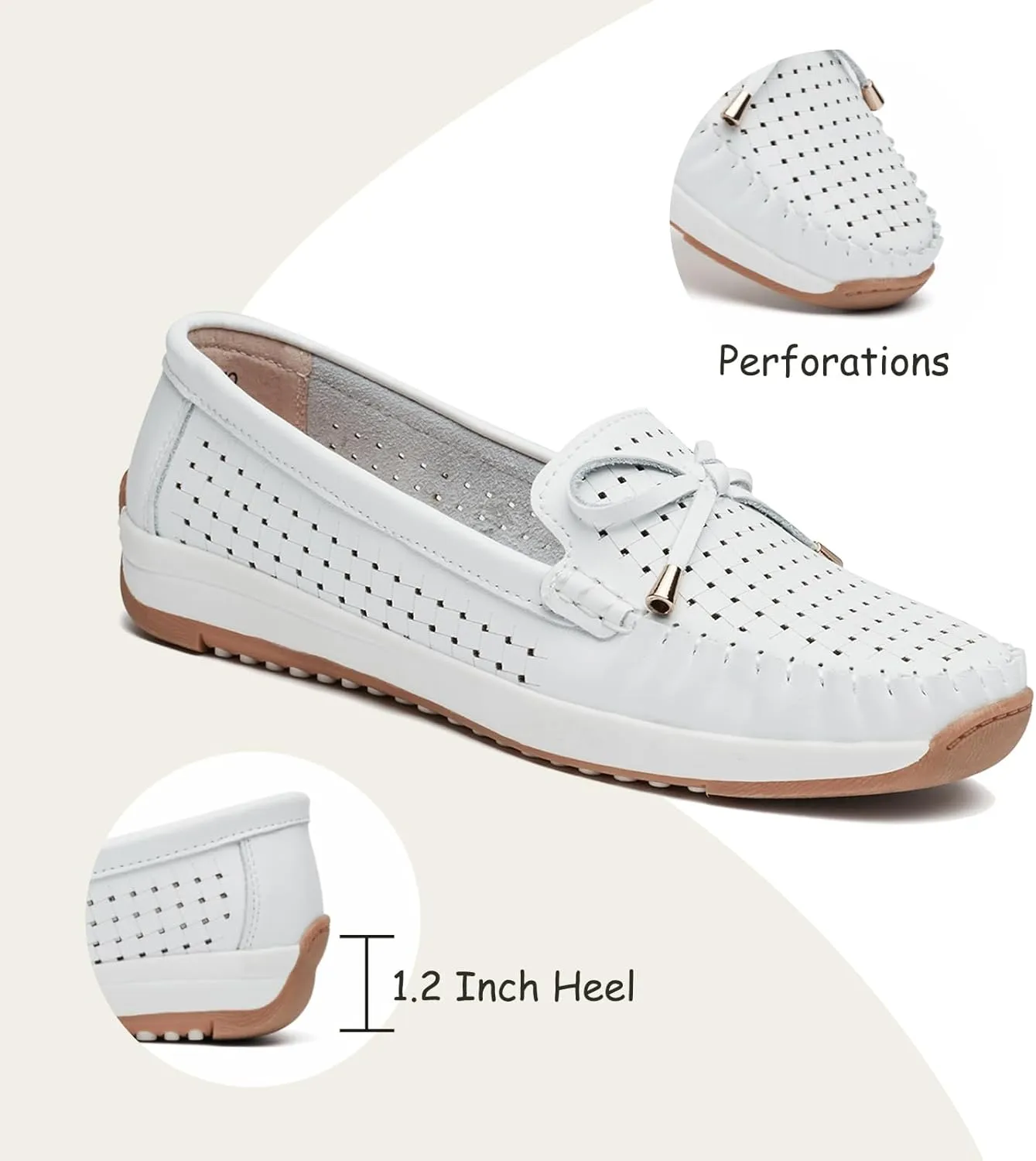 Women's Loafers Moccasin Casual Slip On Flat Shoes Comfortable Leather Driving Loafers Lightweight Nurse Work Shoes