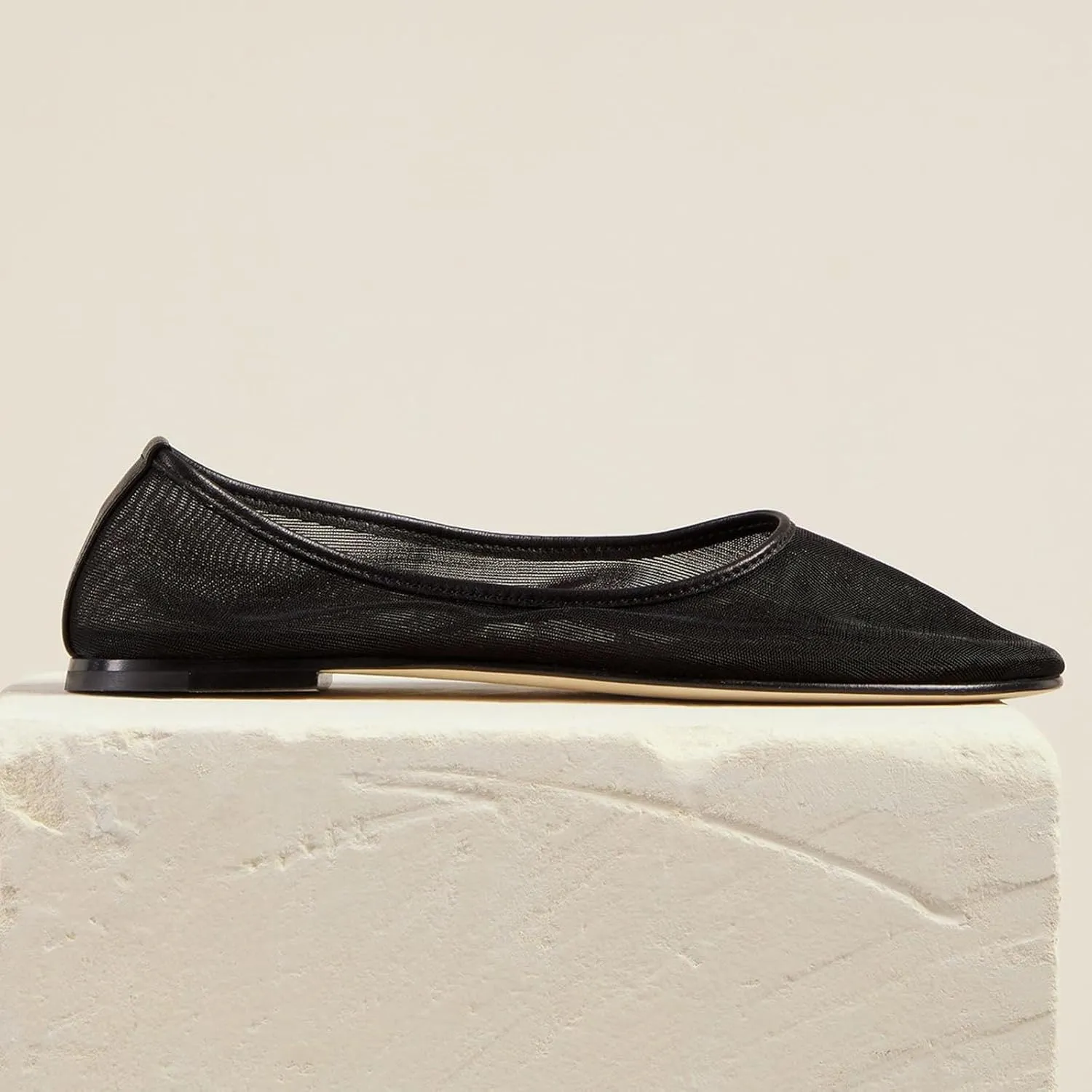 Womens Mesh Ballet Flats Slip On Tulle Ballerina Flats Casual Round Toe Work Shoes