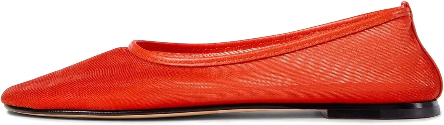 Womens Mesh Ballet Flats Slip On Tulle Ballerina Flats Casual Round Toe Work Shoes
