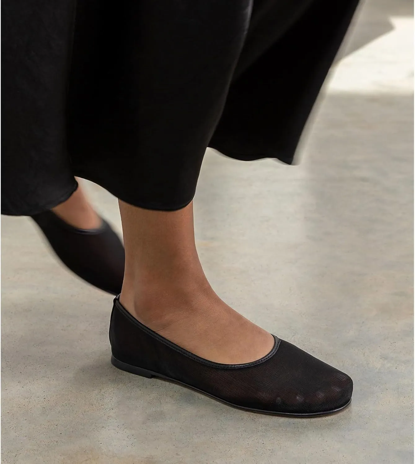 Womens Mesh Ballet Flats Slip On Tulle Ballerina Flats Casual Round Toe Work Shoes