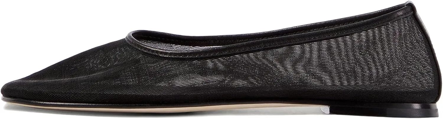 Womens Mesh Ballet Flats Slip On Tulle Ballerina Flats Casual Round Toe Work Shoes
