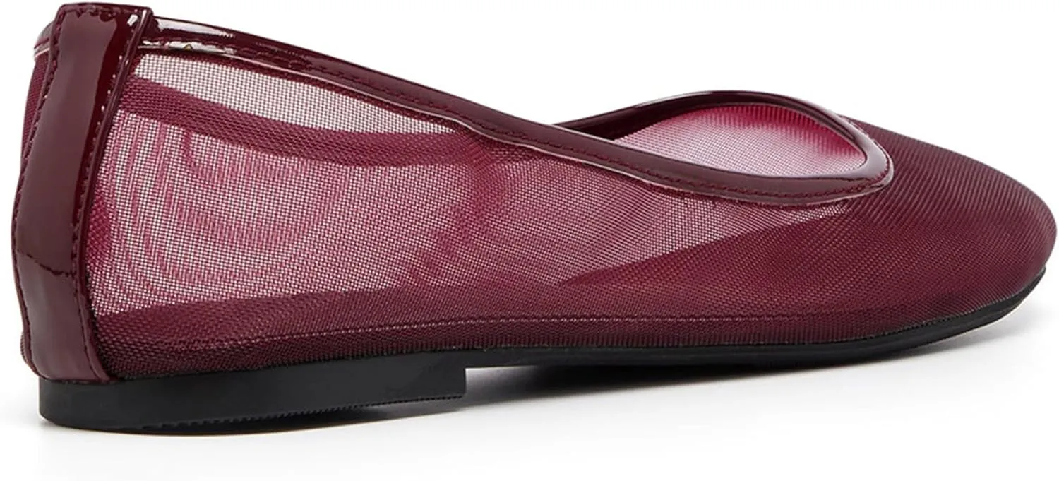 Womens Mesh Ballet Flats Slip On Tulle Ballerina Flats Casual Round Toe Work Shoes