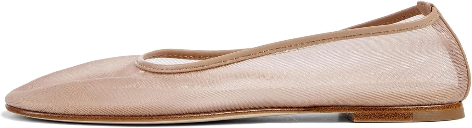Womens Mesh Ballet Flats Slip On Tulle Ballerina Flats Casual Round Toe Work Shoes