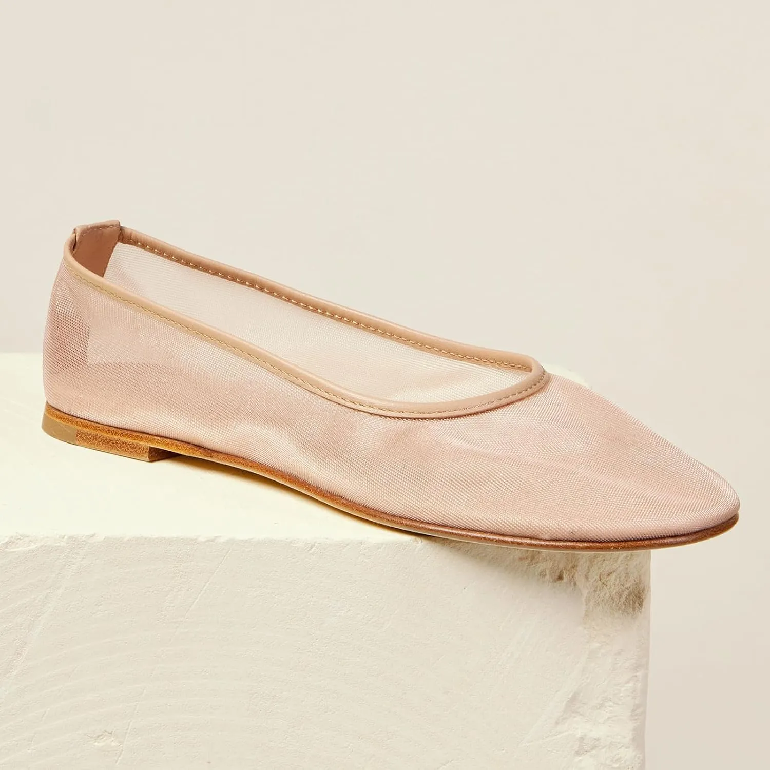 Womens Mesh Ballet Flats Slip On Tulle Ballerina Flats Casual Round Toe Work Shoes