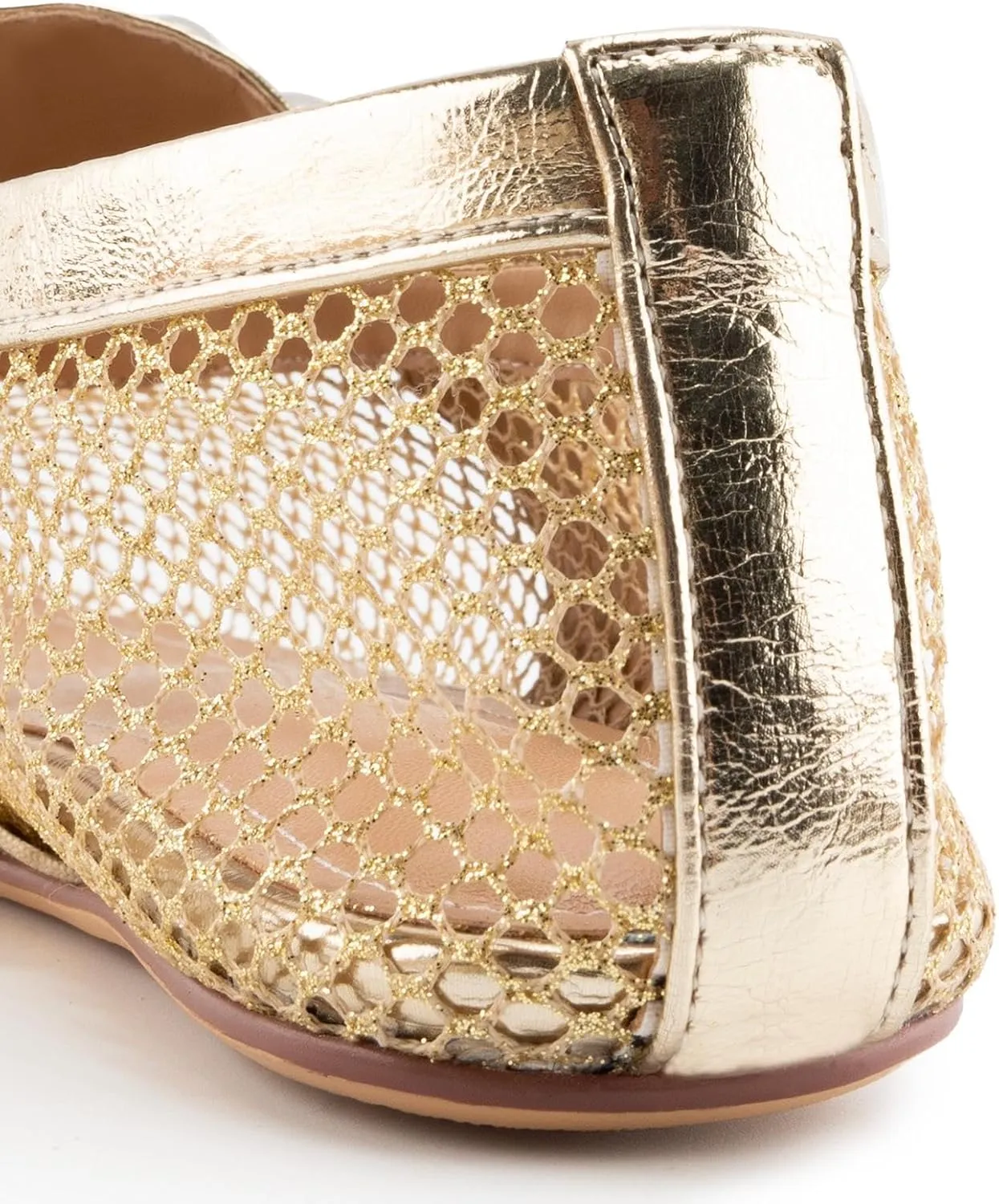 Women's Mesh Ballet Flats,Fishnet Ballerina Buckle Strap Shoes,Mary Jane Flats Casual Comfortable Daily Dress Shoes
