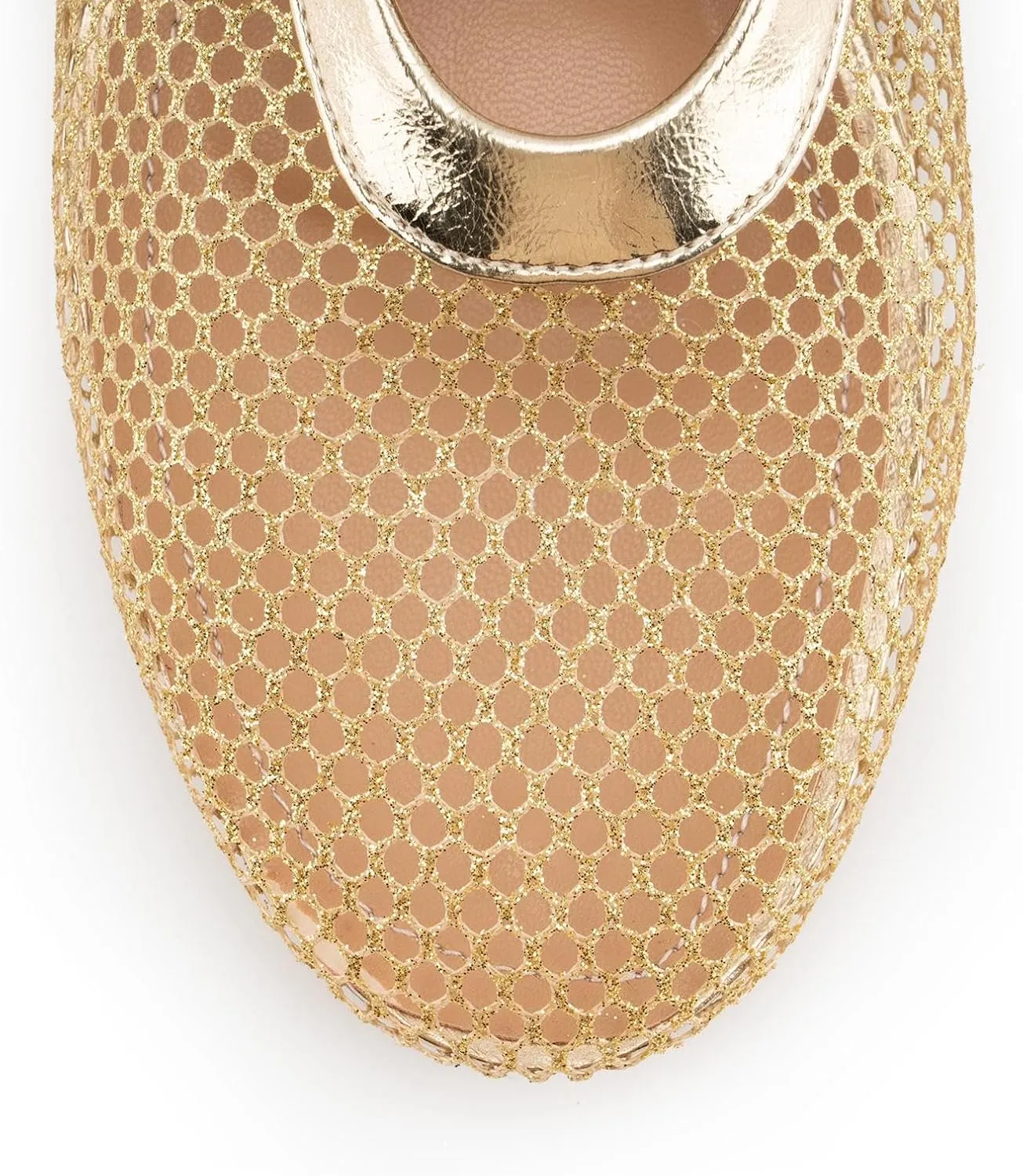 Women's Mesh Ballet Flats,Fishnet Ballerina Buckle Strap Shoes,Mary Jane Flats Casual Comfortable Daily Dress Shoes