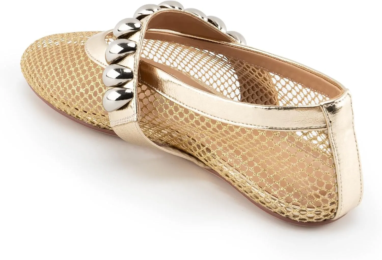Women's Mesh Ballet Flats,Fishnet Ballerina Buckle Strap Shoes,Mary Jane Flats Casual Comfortable Daily Dress Shoes